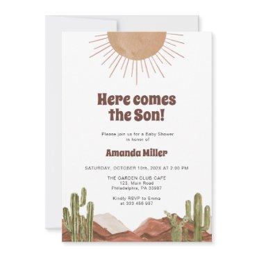 Sun and cactus Baby Shower Save The Date