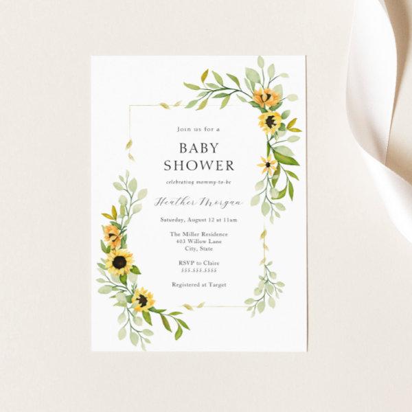 Sunflower and Greenery Frame