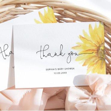 Sunflower baby shower thank you card