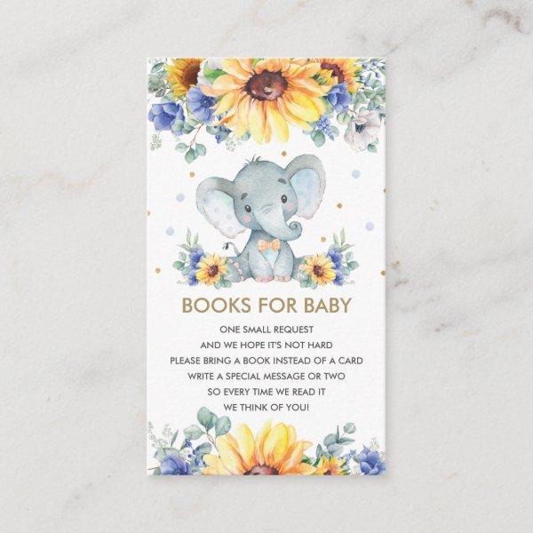Sunflower Blue Floral Elephant Boy Books for Baby Enclosure Card
