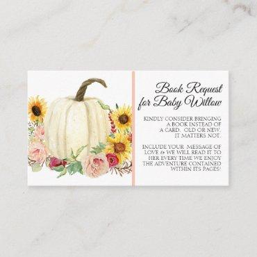 Sunflower Blush Pink Floral Pumpkin Baby Shower Enclosure Card