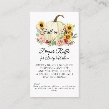 Sunflower Blush Pink Floral Pumpkin Diaper Raffle Business Card