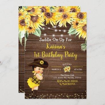 Sunflower Cowgirl rustic Baby Shower invitation