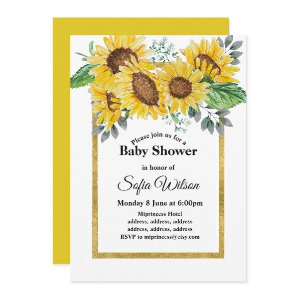 sunflower, floral baby shower