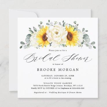Sunflower Ivory Peony Floral Bridal Shower