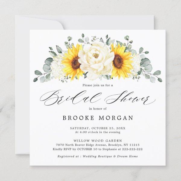 Sunflower Ivory Peony Floral Bridal Shower