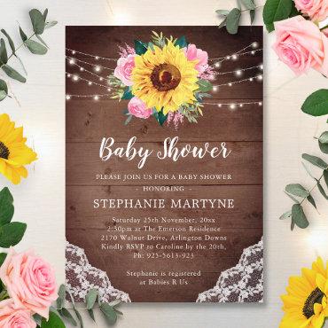 Sunflower Lace Pink Floral Rustic