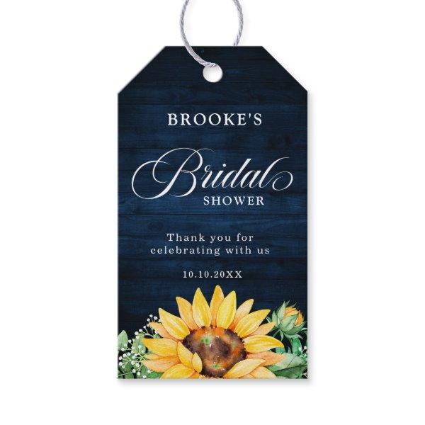 Sunflowers Baby's Breath Navy Blue Bridal Shower   Gift Tags