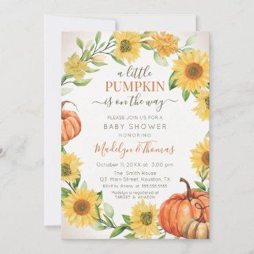 Sunflowers & Pumpkins fall Baby Shower Invitation