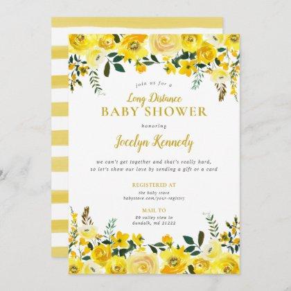 Sunny Meadow Floral Long Distance Baby Shower Invitation