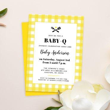 Sunny Yellow Gingham Plaid Baby Shower BBQ