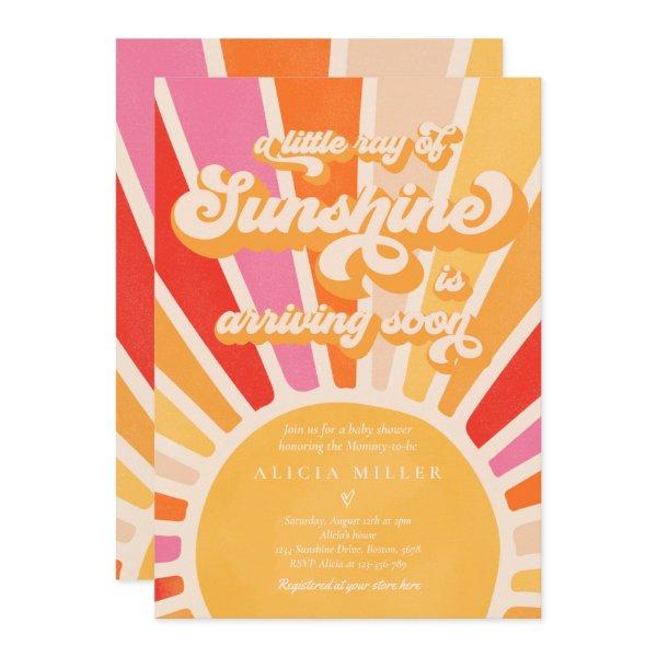 Sunshine Baby Shower Boho Retro Pink Sunshine