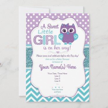 Super Cute Purple Teal Owl  Baby Shower