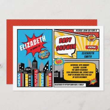 Superhero Baby Shower / Superheroes Comic Book Invitation
