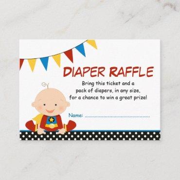 Superhero Bunting Diaper Raffle Ticket Enclosure Card