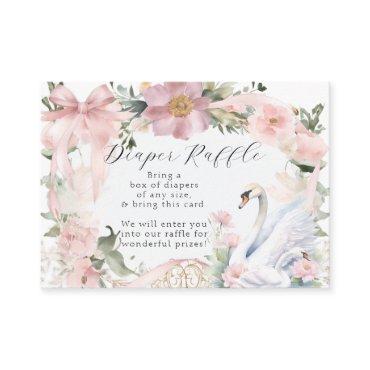 Swan Pink Ribbon Elegant Floral Girl Baby Shower Enclosure Card