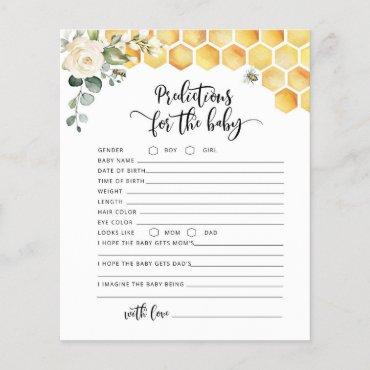 Sweet as can bee baby shower baby predictions card