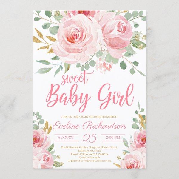 Sweet baby girl blush pink and gold