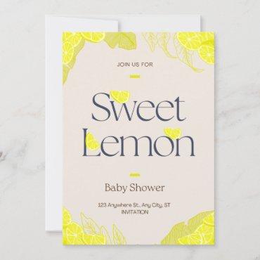 Sweet Baby Girl Lemon Watercolor Girl Baby Shower