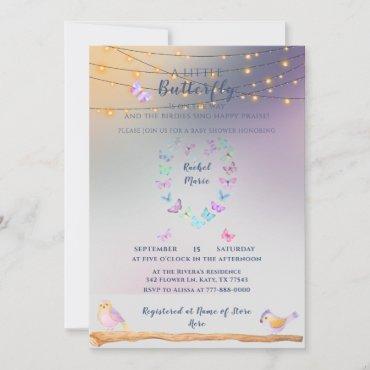 Sweet Beautiful Butterfly Heart Baby Shower Invitation