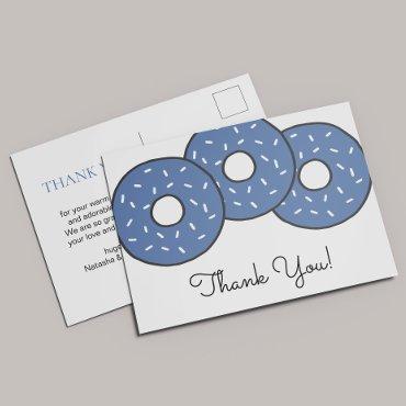 Sweet Blue Donuts Baby Shower Sprinkle Thank You  Postcard