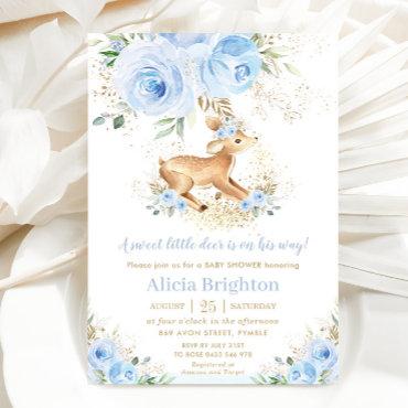 Sweet Blue Floral Baby Deer Fawn Boy
