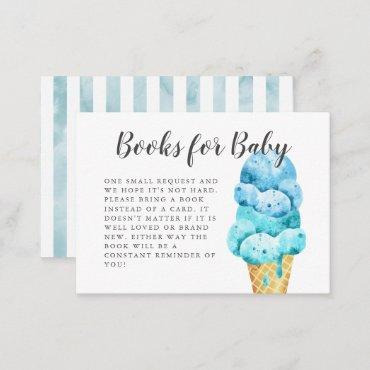 Sweet Blue Ice Cream Baby Shower Book Request Enclosure Card
