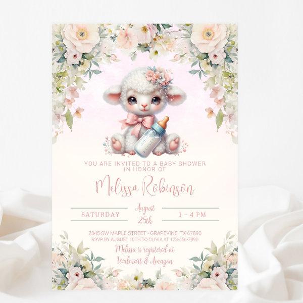 Sweet Blush Pink Floral Newborn Lamb
