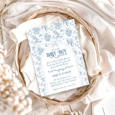 Sweet Boy Dusty Blue Whimsical Floral