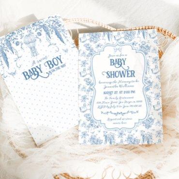 Sweet Boy Dusty Blue Whimsical Floral