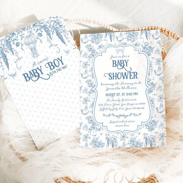 Sweet Boy Dusty Blue Whimsical Floral