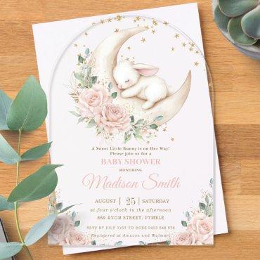 Sweet Bunny Pink Blush Floral Baby Shower Arch Acrylic