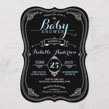 Sweet Fancy Chalkboard Boy Baby Shower Invitation