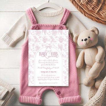 Sweet Girl Pink Bow Whimsical Floral