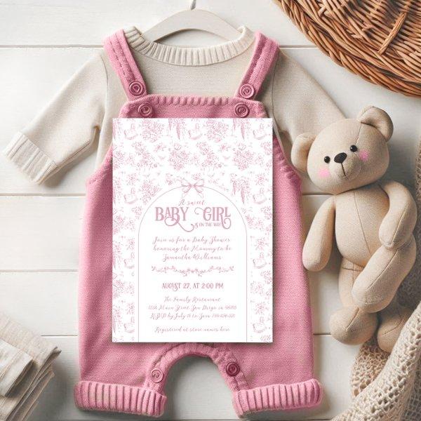 Sweet Girl Pink Bow Whimsical Floral