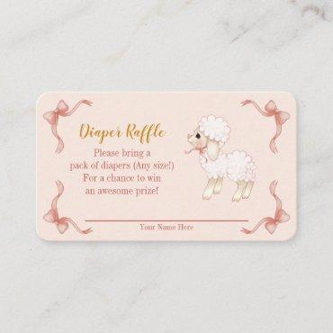 Sweet Girly Pink Lamb Baby Shower Diaper Raffle En Enclosure Card