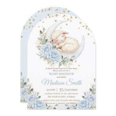 Sweet Lamb Moon Blue Floral Boy Baby Shower Arch