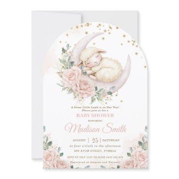 Sweet Lamb Moon Pink Blush Floral Baby Shower Arch