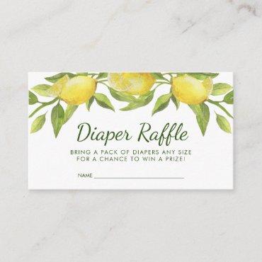Sweet Lemons & Greenery Baby Shower Diaper Raffle Enclosure Card
