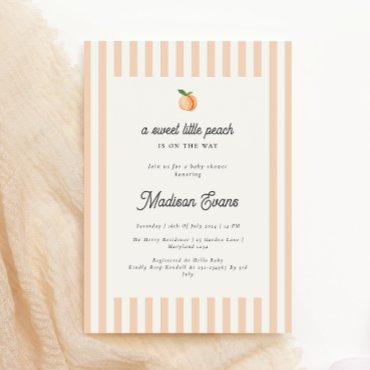 Sweet Little Peach Baby Shower Invite with Stripes