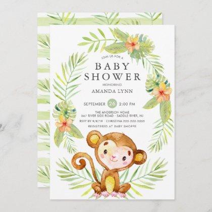 Sweet Monkey Boy Baby Shower Invitation