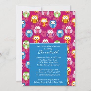 Sweet Owls Boy Baby Shower Invitation