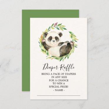 Sweet Panda Bear Baby Shower Diaper Raffle Ticket Invitation