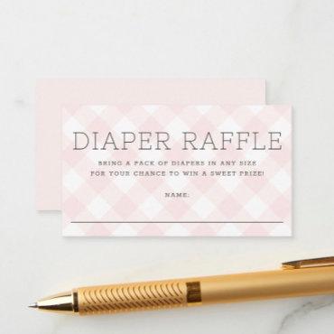 Sweet Pink Gingham Diaper Raffle Girl Baby Shower  Enclosure Card