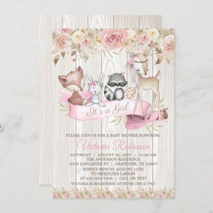 Sweet Rustic Forest Woodland Animal Baby Shower Invitation