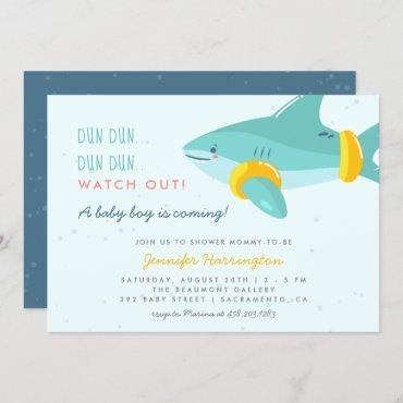 Sweet Shark Summer Ocean Themed Boy Baby Shower Invitation