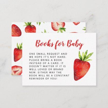 Sweet Strawberry Baby Shower Book Request Enclosure Card
