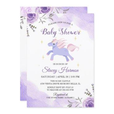 Sweet Unicorn Pastel Purple Floral
