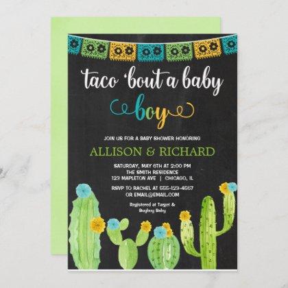 Taco bout a baby boy, Fiesta cactus baby shower Invitation