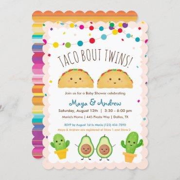 Taco bout Twins!  Fiesta theme Twin Baby Shower Invitation